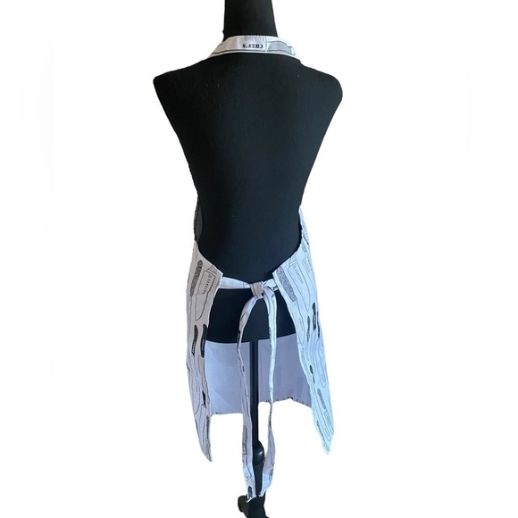 NOW DESIGNS Print Apron 27” x 32”L 29” Tie Black & White 100% Cotton NEW - Picture 8 of 14